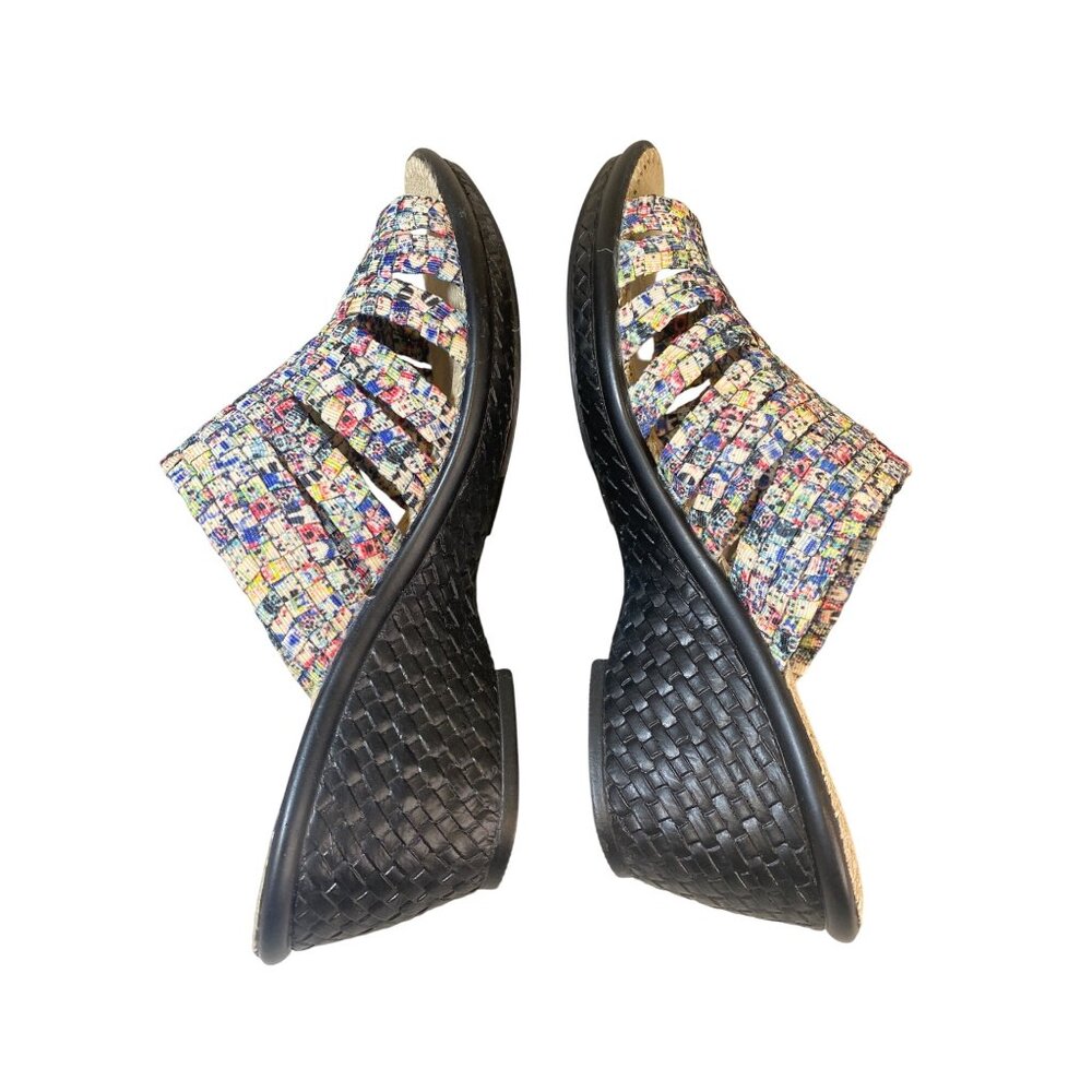 Bernie Mev Multi-Color Woven Elastic Wedge Sandal Shoes Women's EU 39 W's 8 - Picture 4 of 15